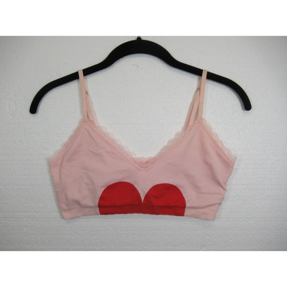 Victoria's Secret Heart Bralette Bra M Pink Wireless Pullover Unlined Stretch